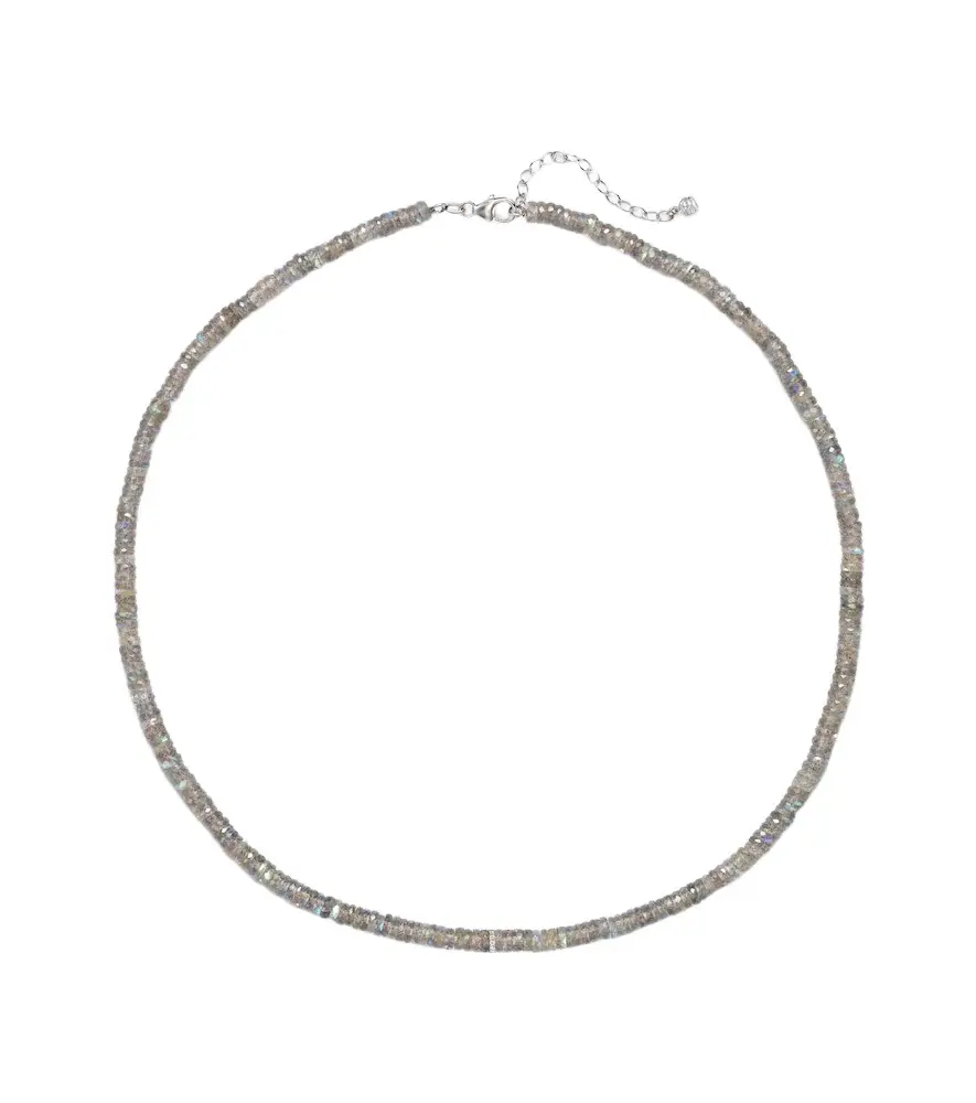 Sydney Evan 14kt gold beaded necklace with quartz and diamonds