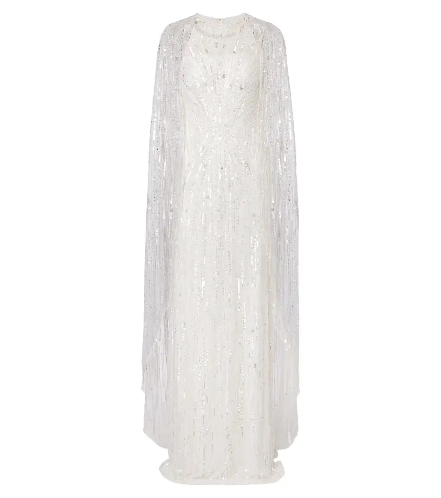 Jenny Packham Nirvana caped embellished gown