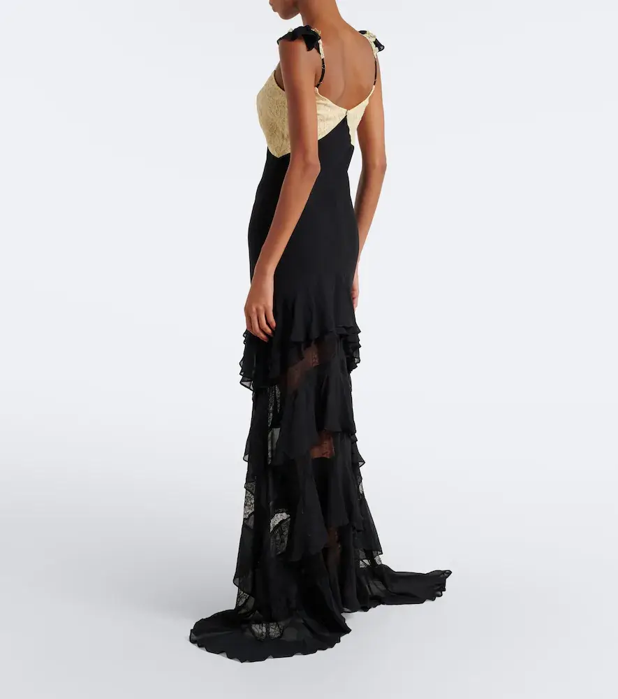 DE LA VALI Auralite lace-paneled tiered gown | Thumbnail 2