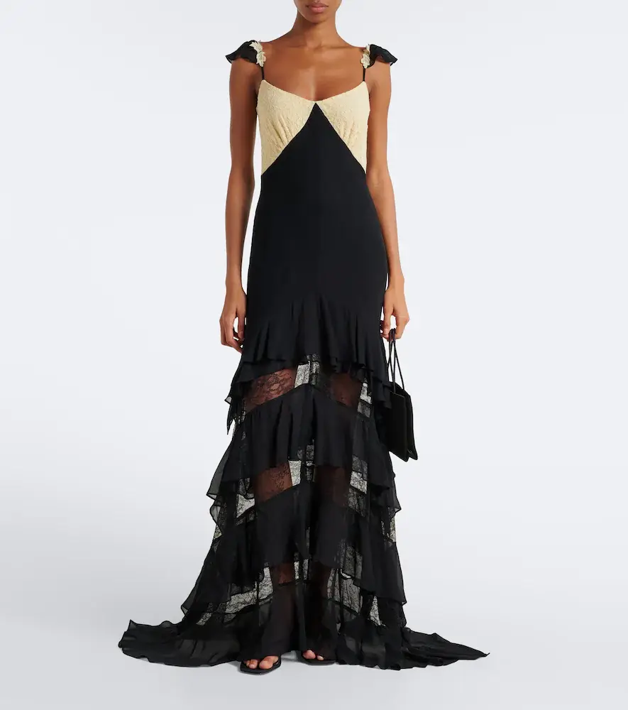 DE LA VALI Auralite lace-paneled tiered gown | Thumbnail 3