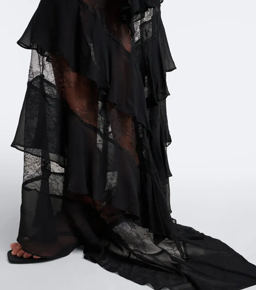 DE LA VALI Auralite lace-paneled tiered gown | Thumbnail 4