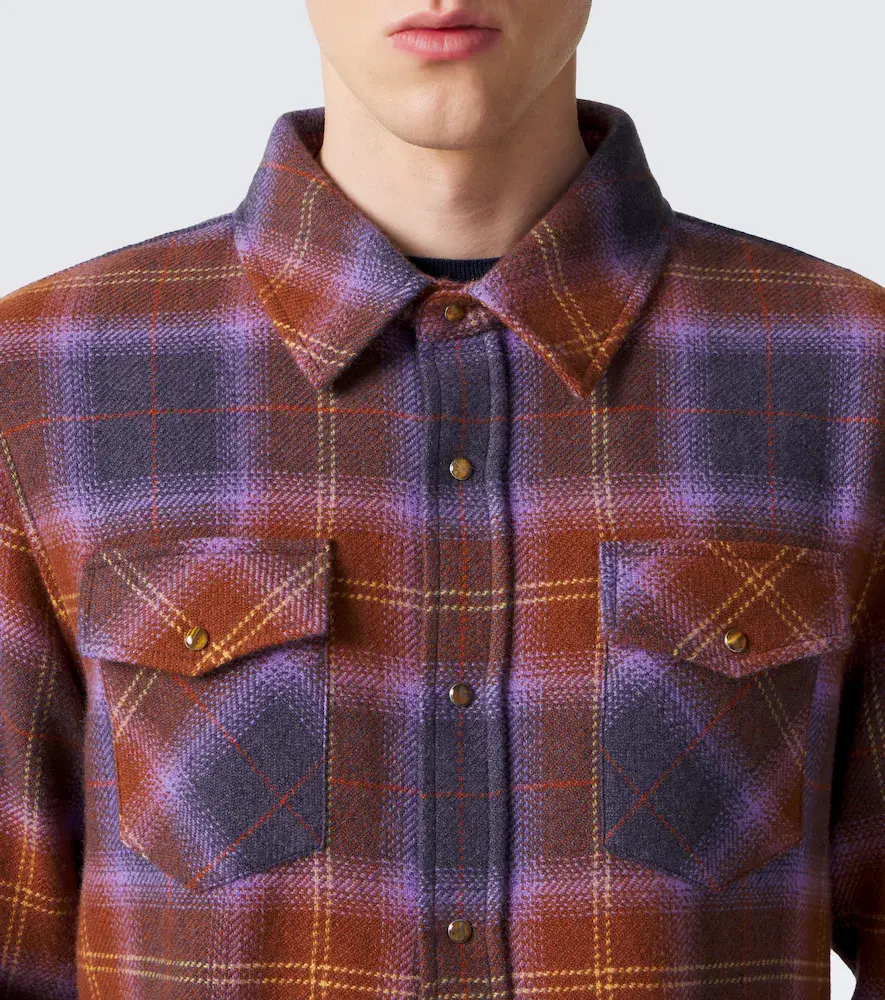 God’s True Cashmere Vulcan tartan cashmere shirt with tiger's eye | Thumbnail 7 God’s True Cashmere Vulcan tartan cashmere shirt with tiger's eye | Thumbnail 7