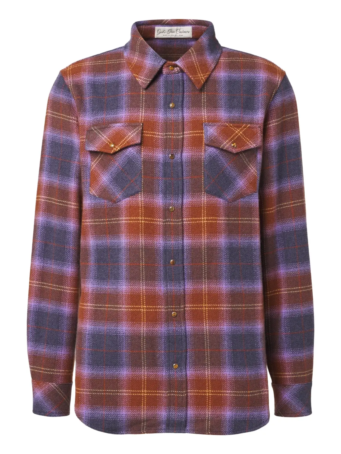 God’s True Cashmere Vulcan tartan cashmere shirt with tiger's eye