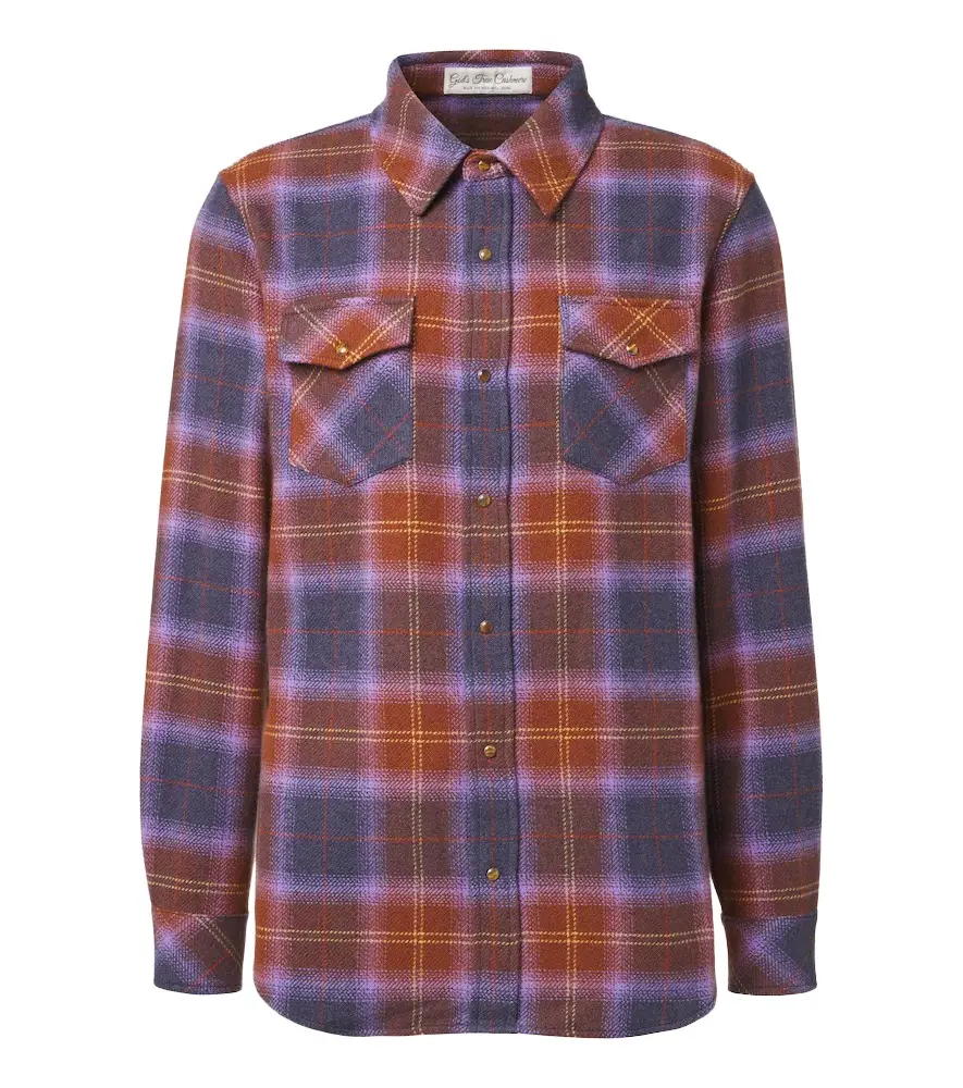 God’s True Cashmere Vulcan tartan cashmere shirt with tiger's eye