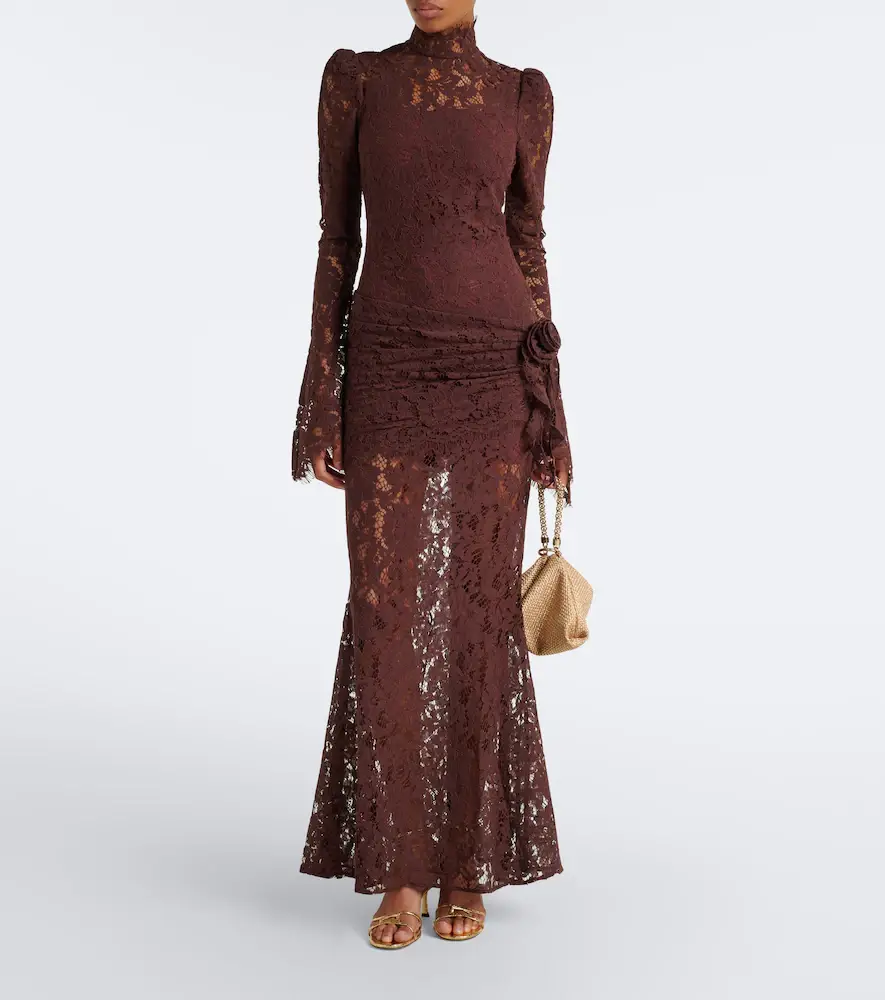DE LA VALI Bodita draped cotton-blend lace gown | Thumbnail 4