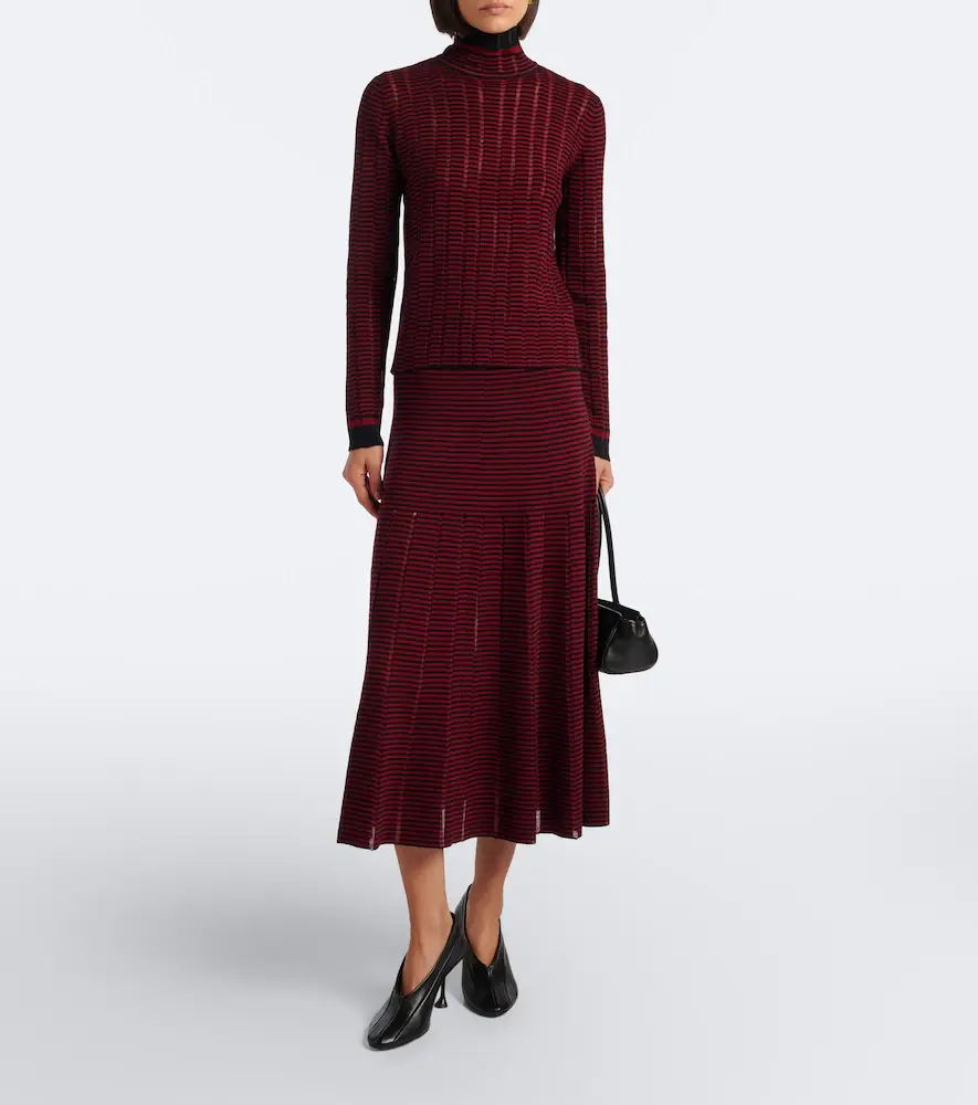 Proenza Schouler Phyllis striped wool and cotton midi skirt | Thumbnail 2 Proenza Schouler Phyllis striped wool and cotton midi skirt | Thumbnail 2