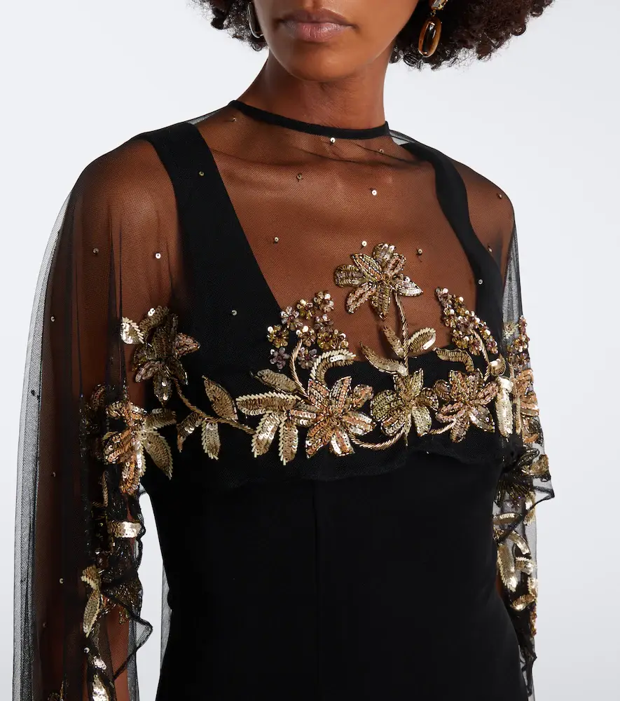 LA FUORI Là Fuori Floral sequined caped gown | Thumbnail 2 LA FUORI Là Fuori Floral sequined caped gown | Thumbnail 2