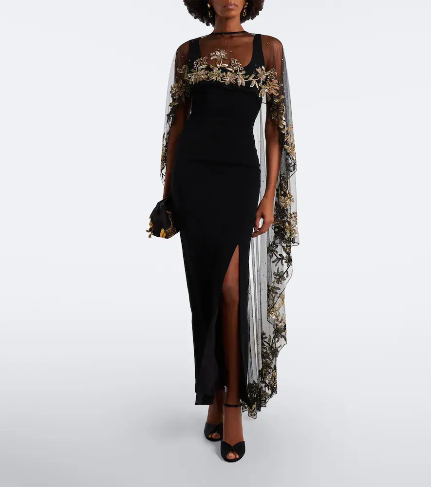 LA FUORI Là Fuori Floral sequined caped gown | Thumbnail 3 LA FUORI Là Fuori Floral sequined caped gown | Thumbnail 3