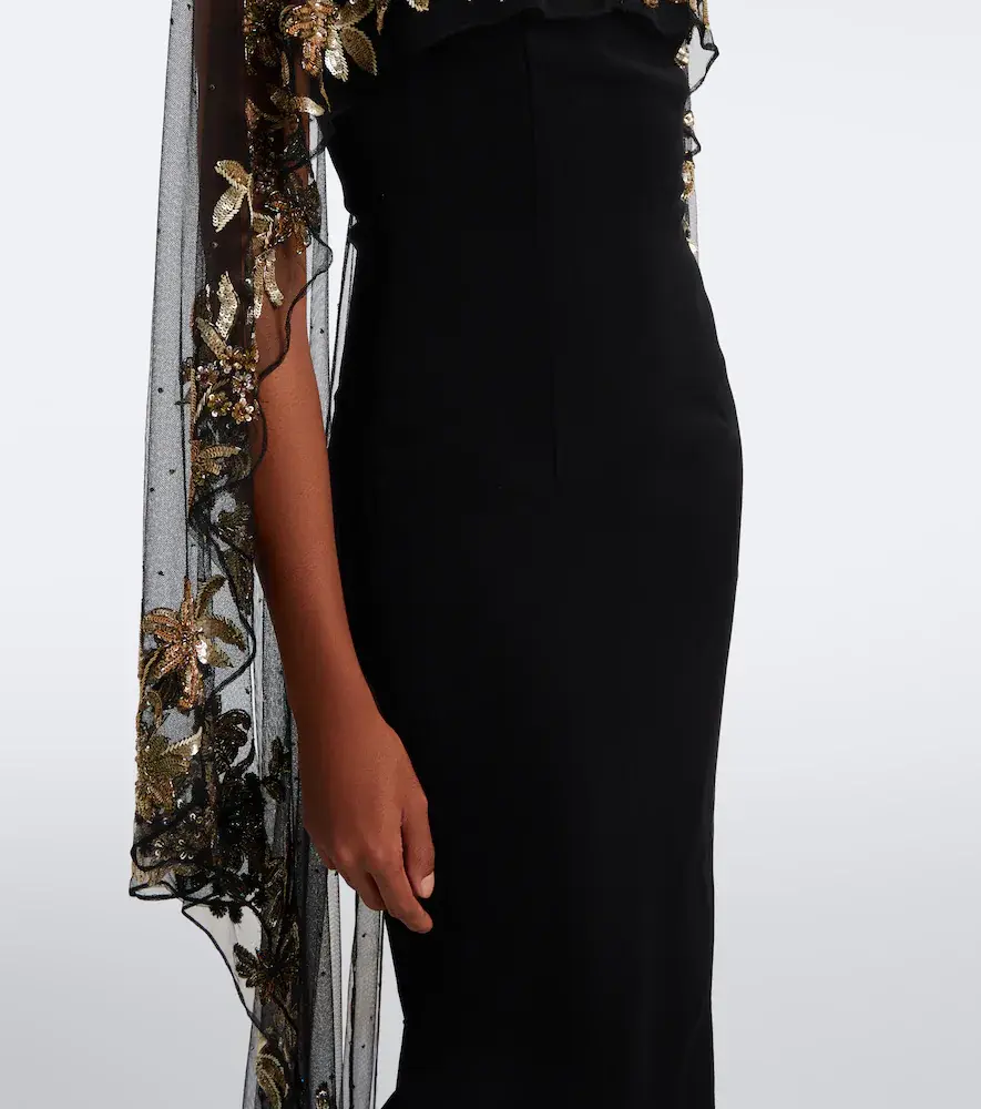 LA FUORI Là Fuori Floral sequined caped gown | Thumbnail 4 LA FUORI Là Fuori Floral sequined caped gown | Thumbnail 4