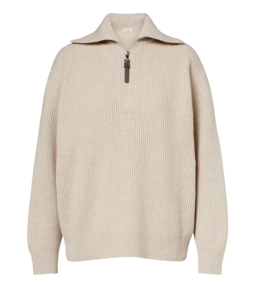 Brunello Cucinelli Monili cashmere half-zip sweater