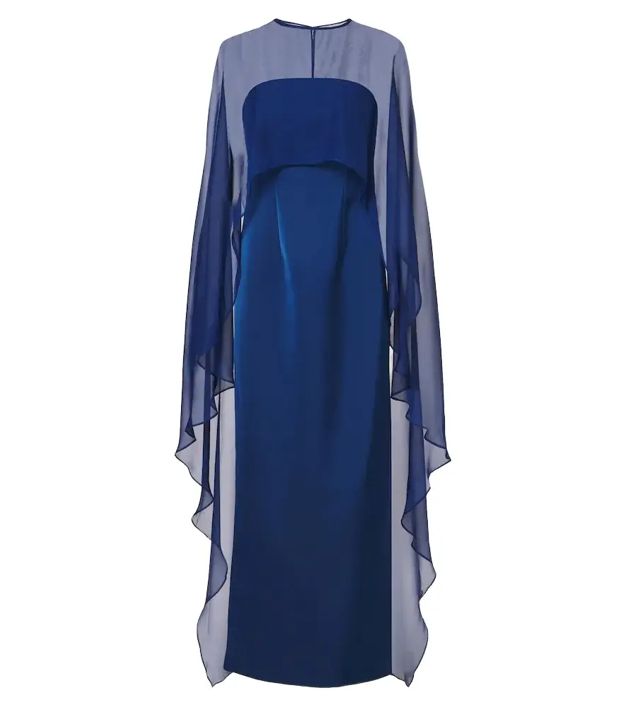 Fiora caped organza-trimmed gown Fiora caped organza-trimmed gown