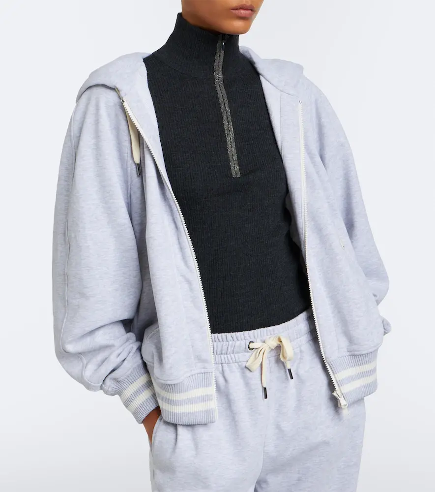 Brunello Cucinelli Cotton jersey zip-up hoodie | Thumbnail 2 Brunello Cucinelli Cotton jersey zip-up hoodie | Thumbnail 2