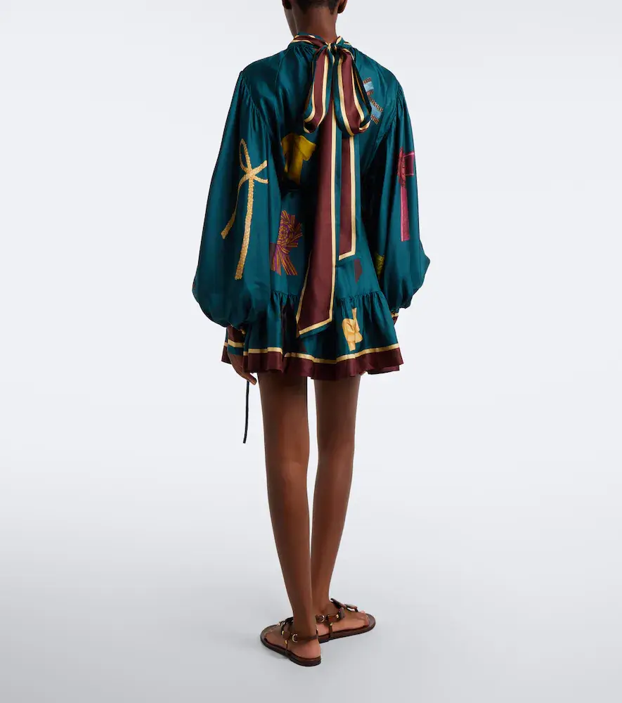 ALÉMAIS Alémais Rosette printed silk twill minidress | Thumbnail 3 ALÉMAIS Alémais Rosette printed silk twill minidress | Thumbnail 3