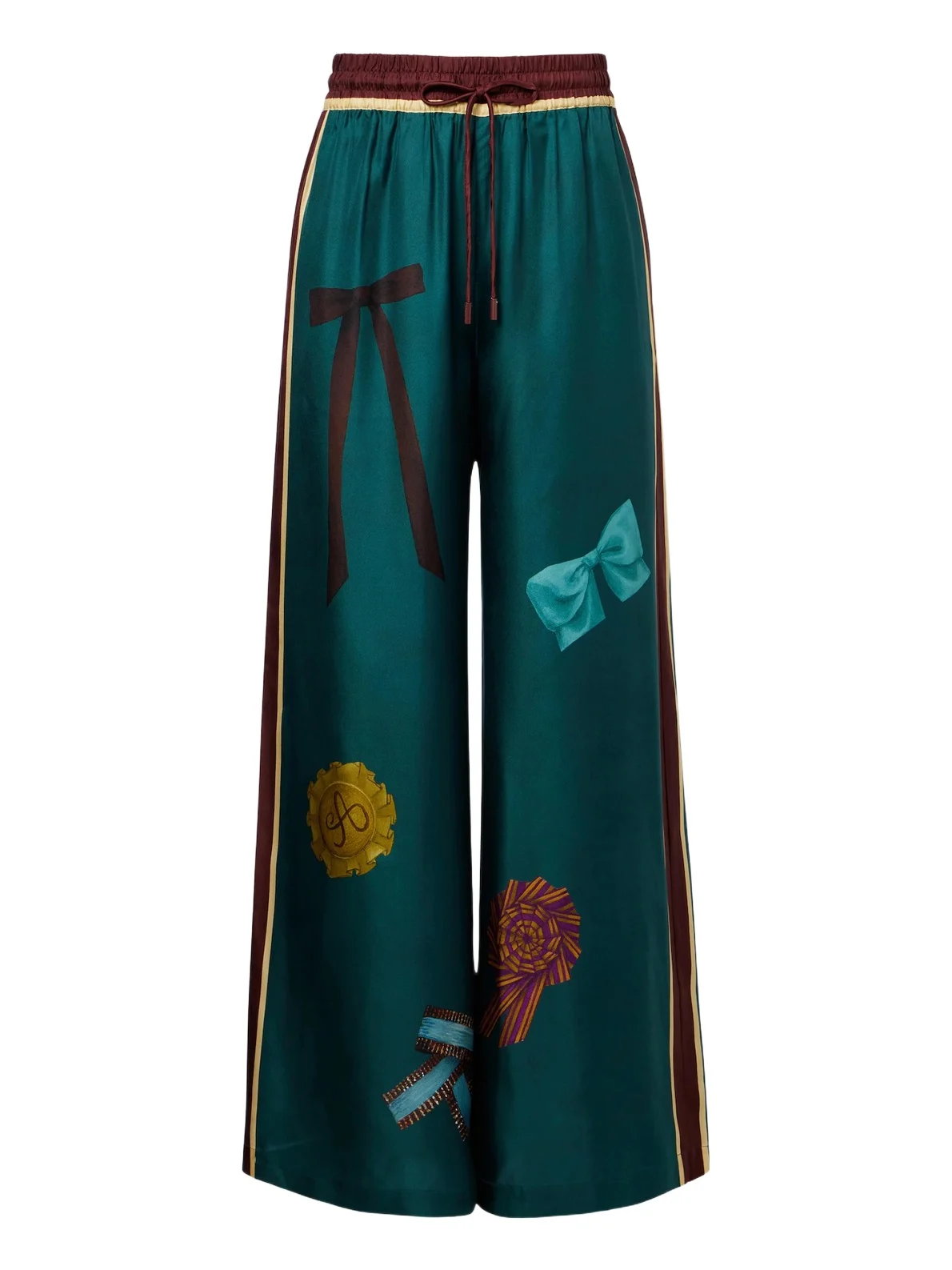 ALÉMAIS Alémais Rosette printed silk twill palazzo pants