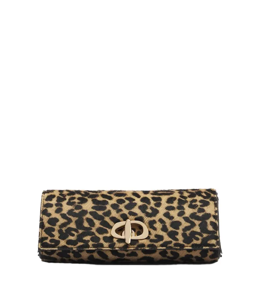 Tanzania leopard-print calf hair clutch Tanzania leopard-print calf hair clutch
