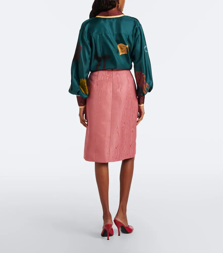 ALÉMAIS Alémais Valentina embellished moiré midi skirt | Thumbnail 4