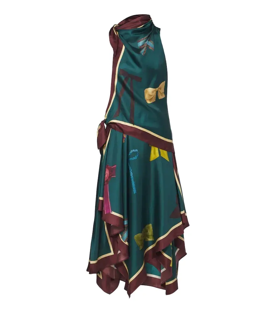ALÉMAIS Alémais Rosette printed silk twill midi dress