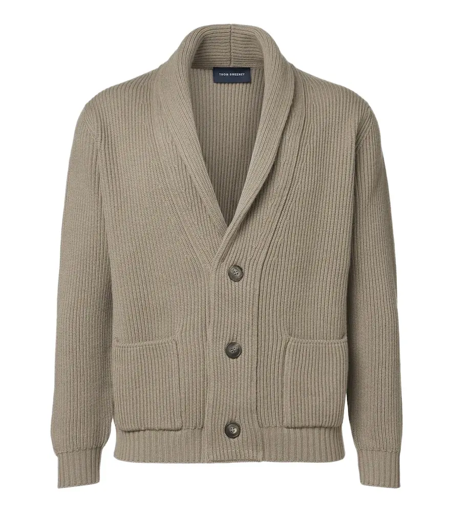 Thom Sweeney Ribbed-knit wool cardigan