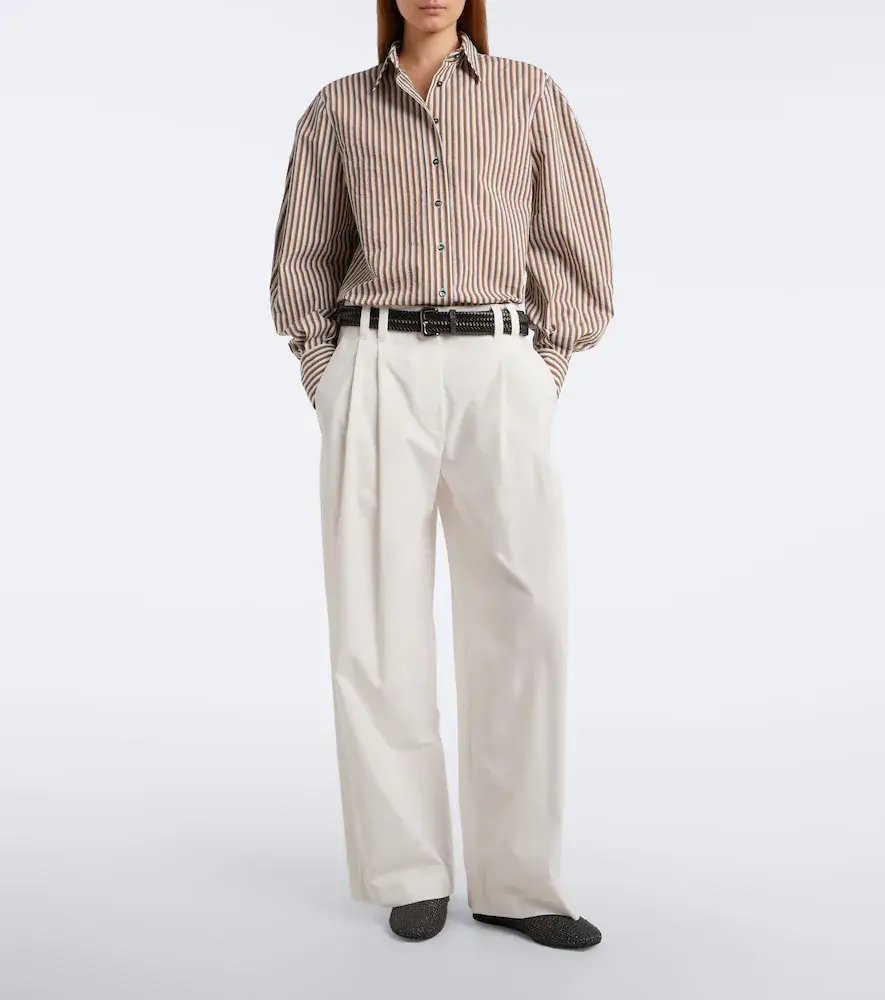 Brunello Cucinelli Monili striped cotton-blend shirt | Thumbnail 2 Brunello Cucinelli Monili striped cotton-blend shirt | Thumbnail 2