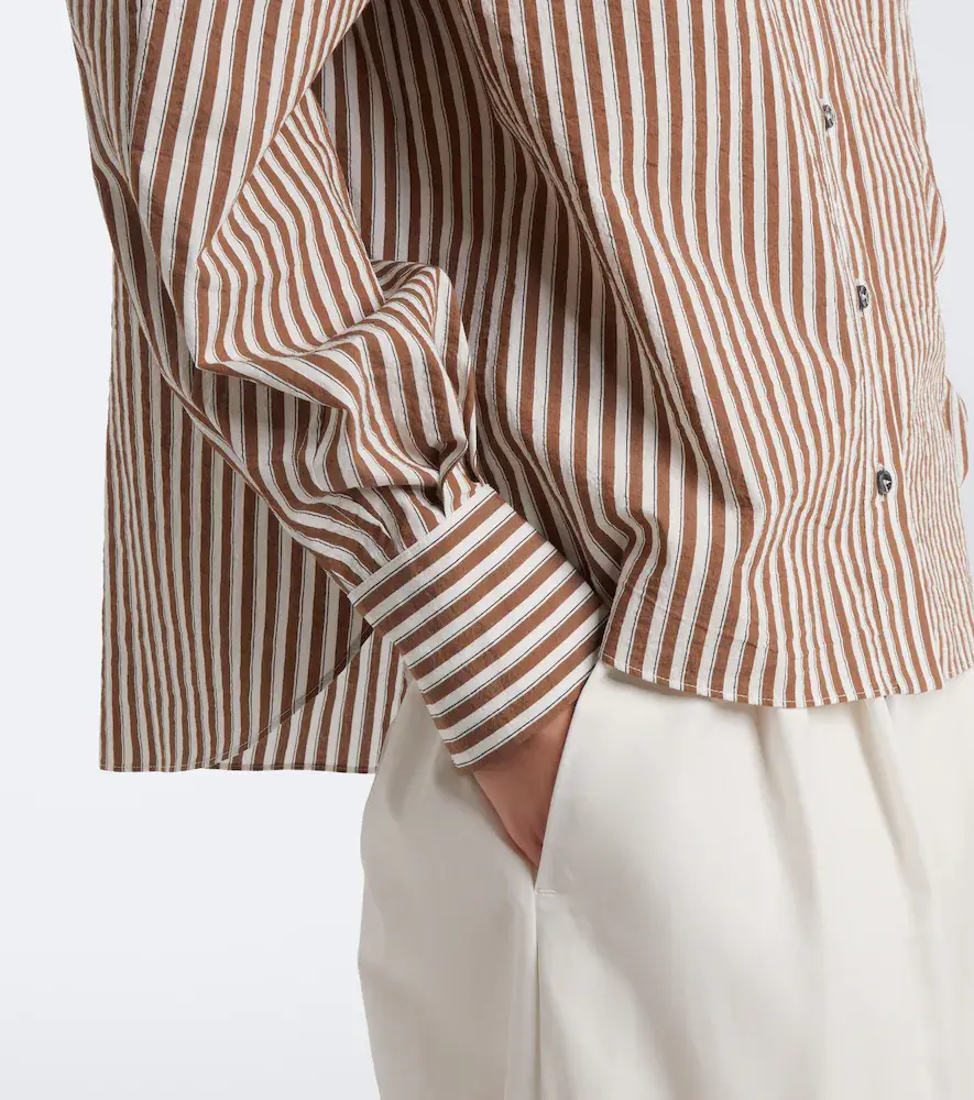 Brunello Cucinelli Monili striped cotton-blend shirt | Thumbnail 3 Brunello Cucinelli Monili striped cotton-blend shirt | Thumbnail 3