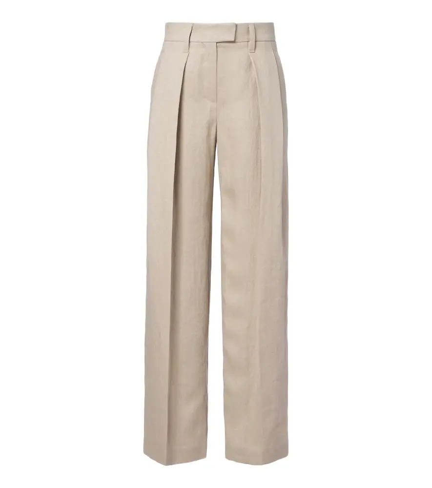 Monili pleated linen wide-leg pants Monili pleated linen wide-leg pants