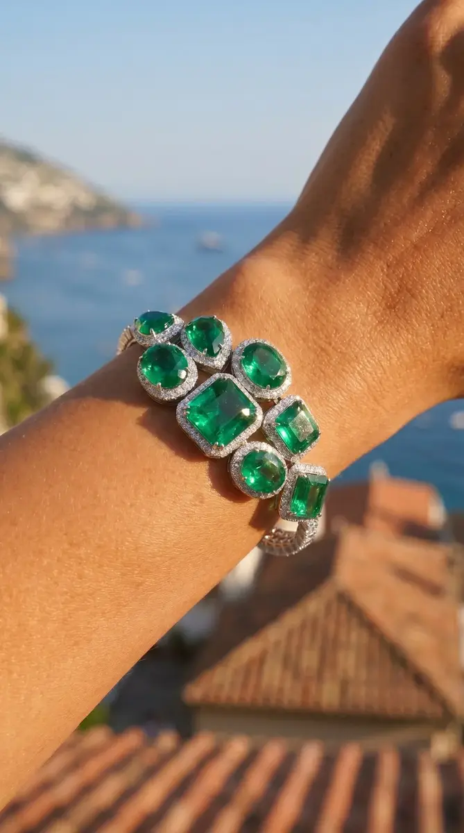 Wish Fine Jewelry 22.60ct Diamond Emerald 14K Gold Multi Shape Statement Bracelet | Thumbnail 2 Wish Fine Jewelry 22.60ct Diamond Emerald 14K Gold Multi Shape Statement Bracelet | Thumbnail 2