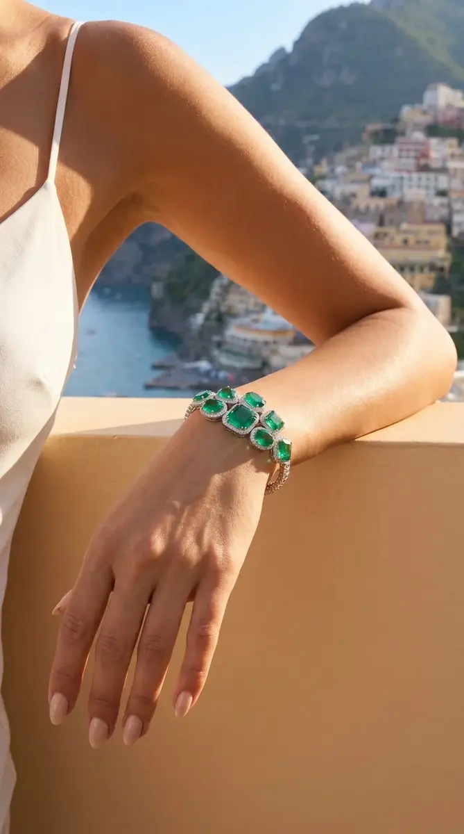 Wish Fine Jewelry 22.60ct Diamond Emerald 14K Gold Multi Shape Statement Bracelet | Thumbnail 3 Wish Fine Jewelry 22.60ct Diamond Emerald 14K Gold Multi Shape Statement Bracelet | Thumbnail 3