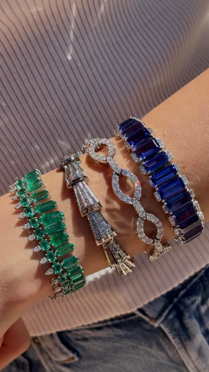 Wish Fine Jewelry 45.76ct Diamond Tanzanite 18K Gold Statement Tennis Bracelet | Thumbnail 3 Wish Fine Jewelry 45.76ct Diamond Tanzanite 18K Gold Statement Tennis Bracelet | Thumbnail 3