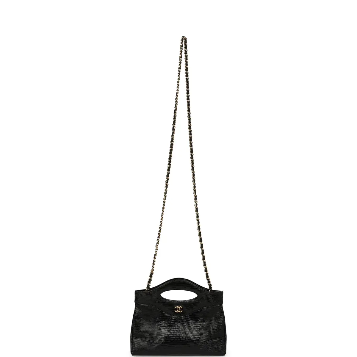 Chanel Chanel 31 Clutch with Chain Black Lizard Embossed Calfskin Gold Hardware | Thumbnail 7 Chanel Chanel 31 Clutch with Chain Black Lizard Embossed Calfskin Gold Hardware | Thumbnail 7