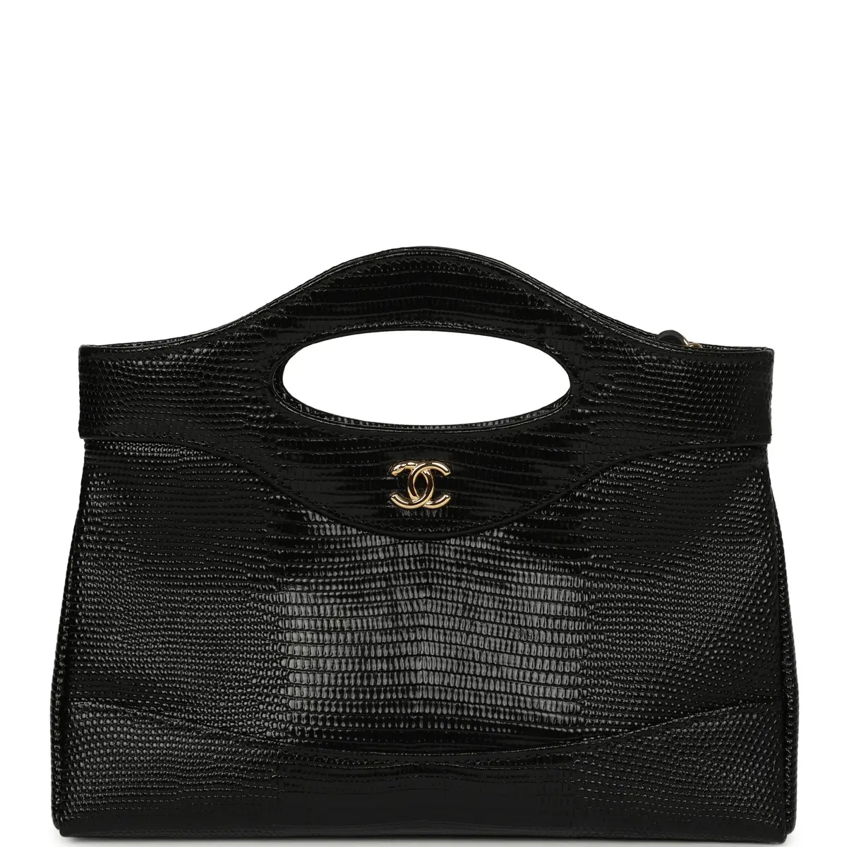 Chanel 31 Clutch with Chain Black Lizard Embossed Calfskin Gold Hardware Chanel 31 Clutch with Chain Black Lizard Embossed Calfskin Gold Hardware