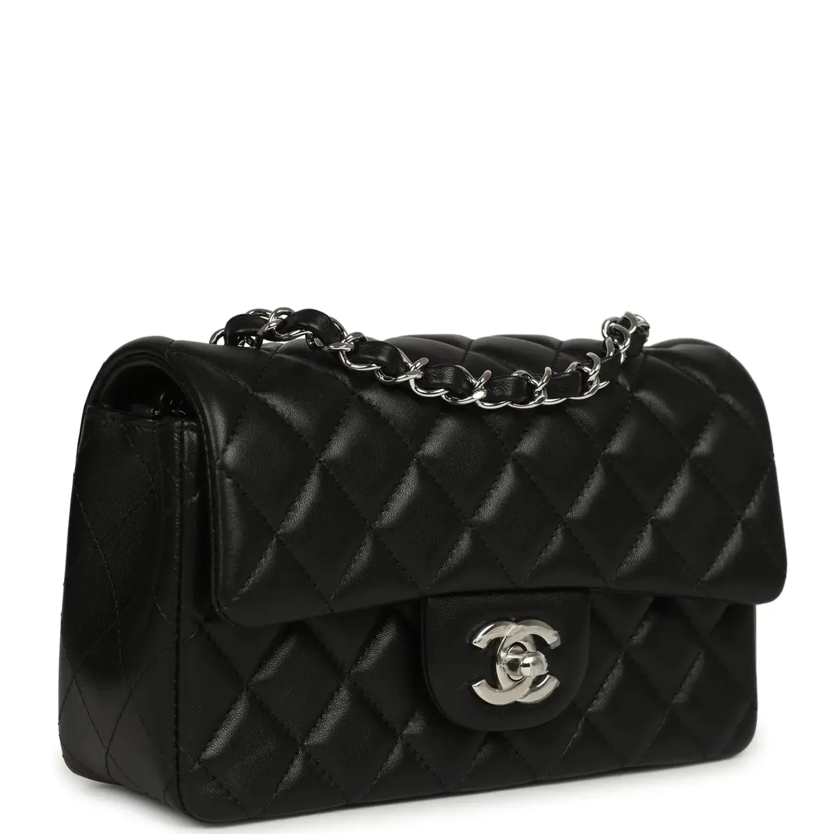 Chanel Chanel Mini Classic Rectangular Flap Bag Black Lambskin Silver Hardware | Thumbnail 2 Chanel Chanel Mini Classic Rectangular Flap Bag Black Lambskin Silver Hardware | Thumbnail 2