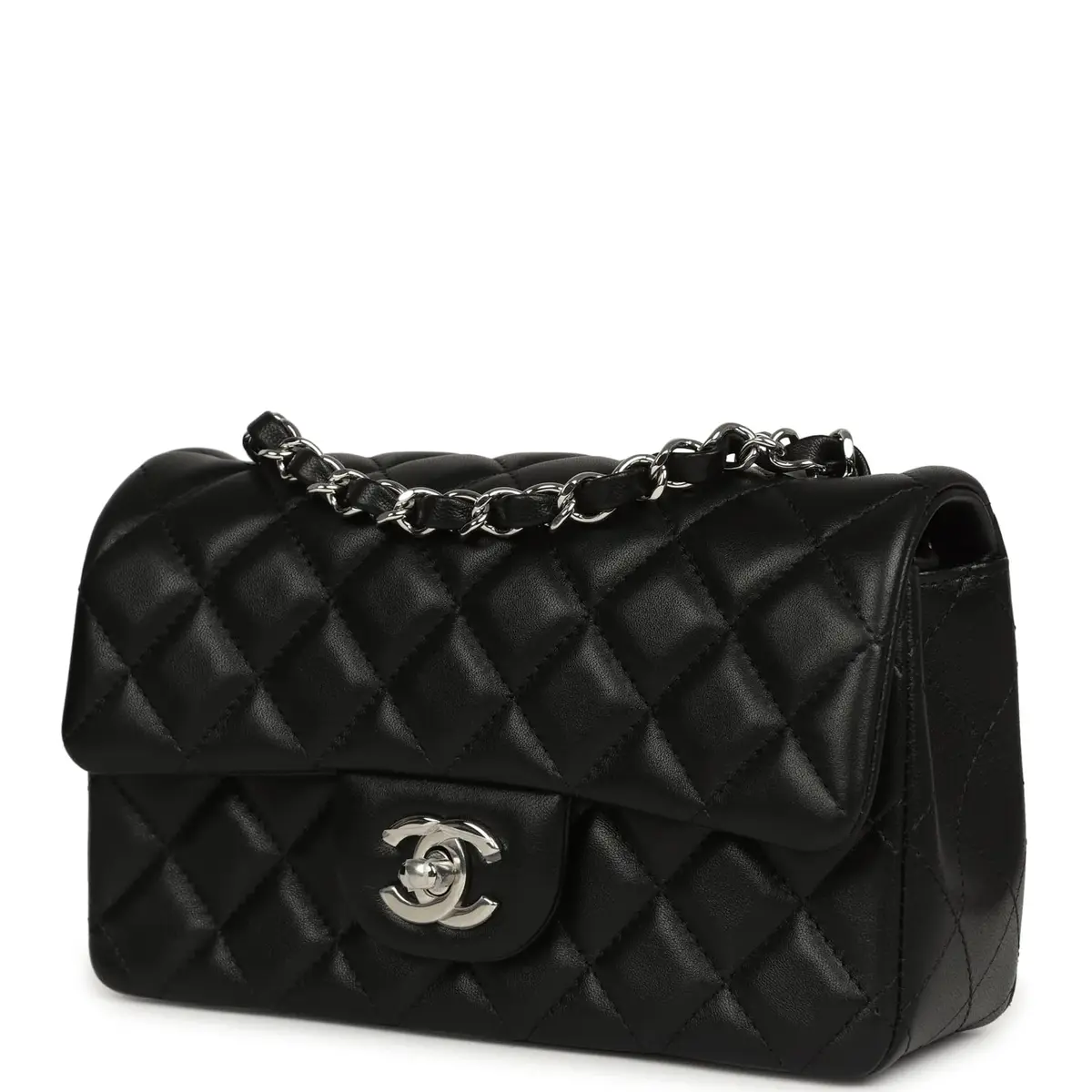 Chanel Chanel Mini Classic Rectangular Flap Bag Black Lambskin Silver Hardware | Thumbnail 5 Chanel Chanel Mini Classic Rectangular Flap Bag Black Lambskin Silver Hardware | Thumbnail 5