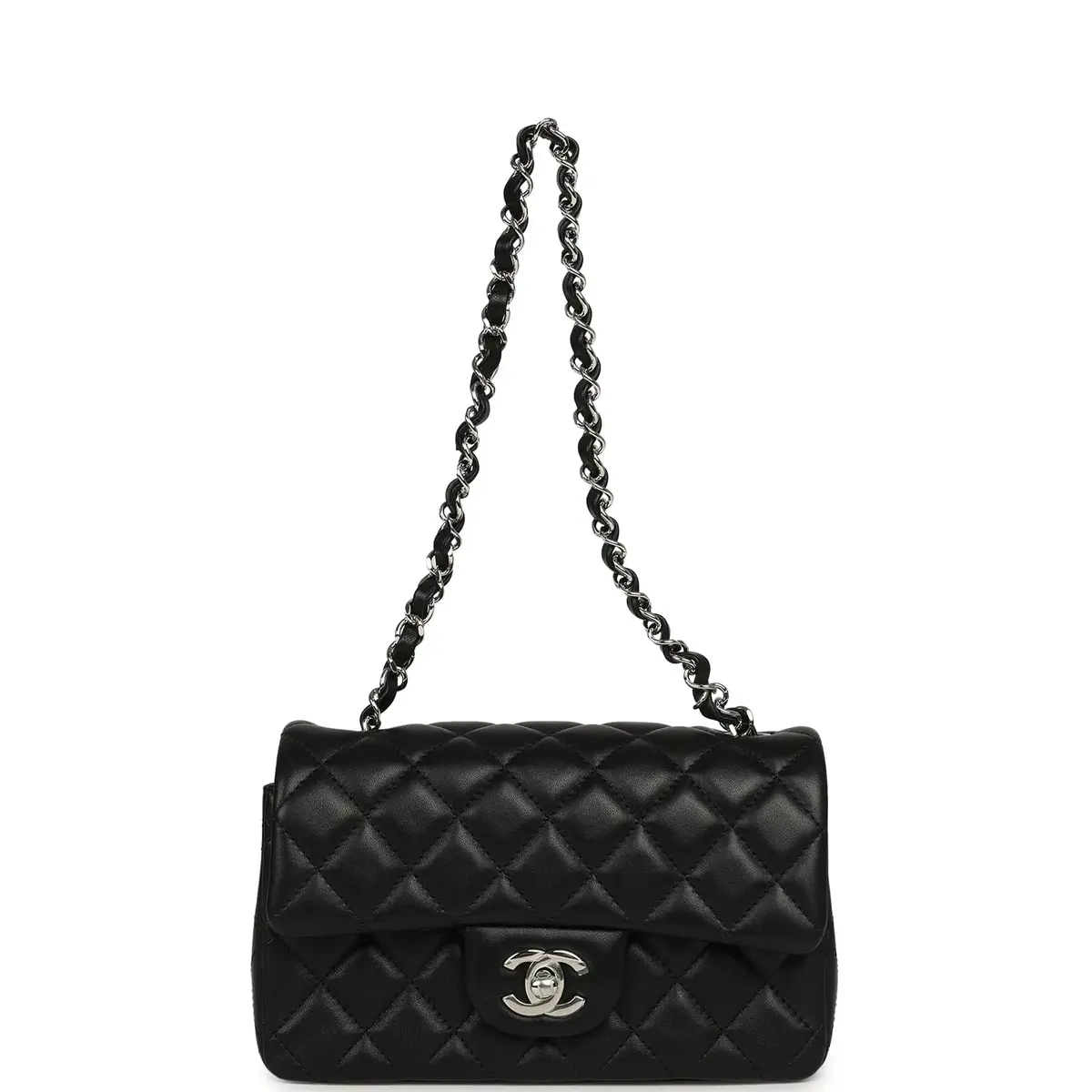 Chanel Chanel Mini Classic Rectangular Flap Bag Black Lambskin Silver Hardware | Thumbnail 7 Chanel Chanel Mini Classic Rectangular Flap Bag Black Lambskin Silver Hardware | Thumbnail 7