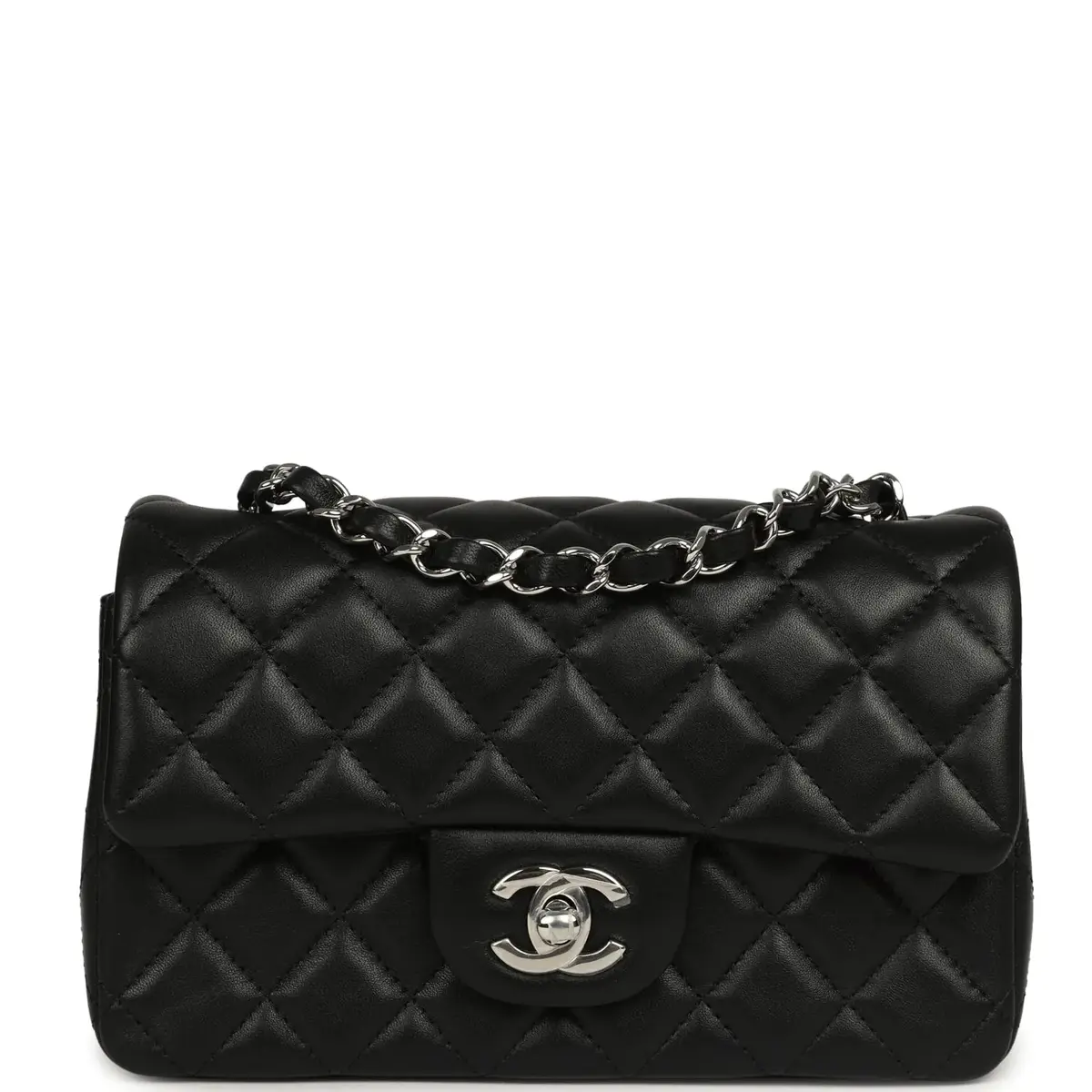 Chanel Chanel Mini Classic Rectangular Flap Bag Black Lambskin Silver Hardware