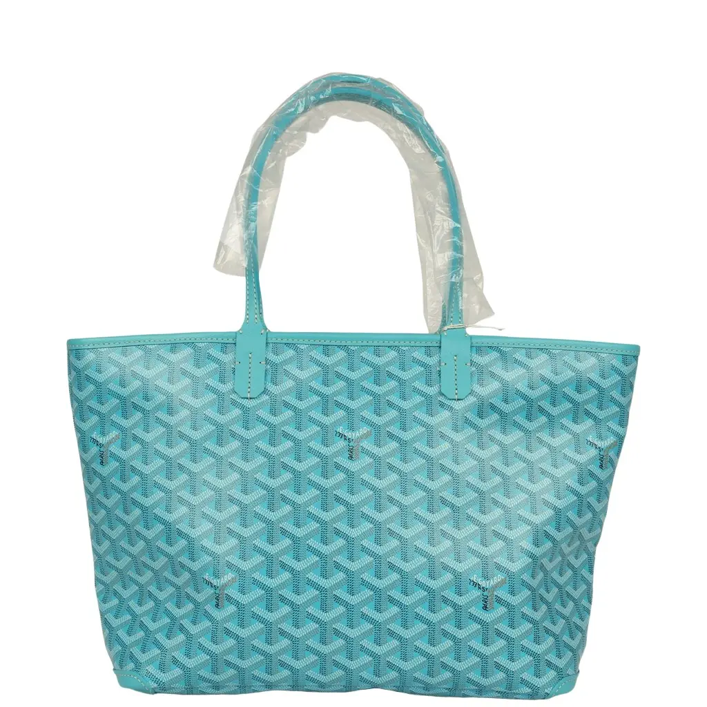 goyard Goyard Goyardine Canvas Turquoise Artois PM Tote Palladium Hardware