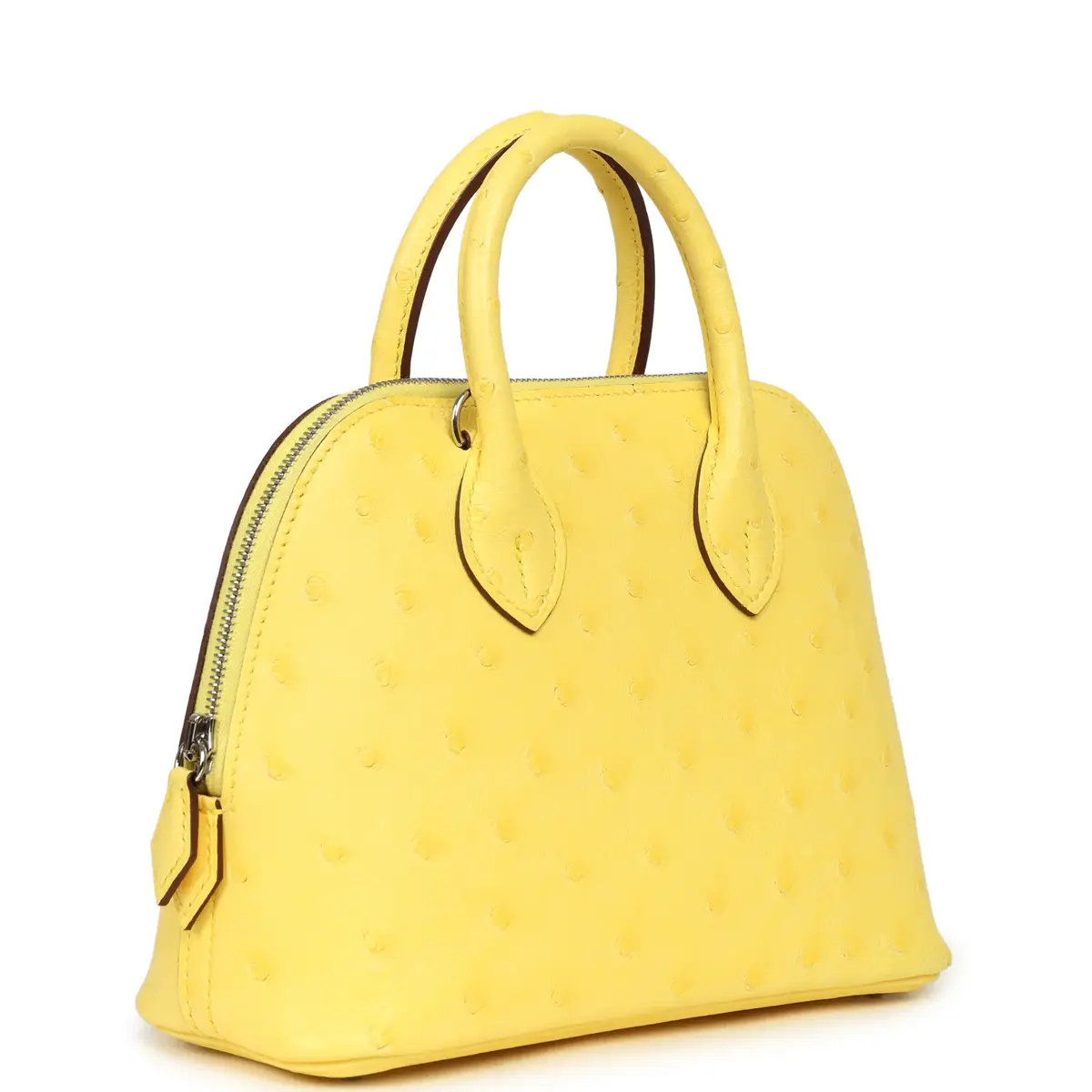 HERMÈS Hermes 1923 Bolide Mini Jaune Citron Ostrich Palladium Hardware | Thumbnail 2