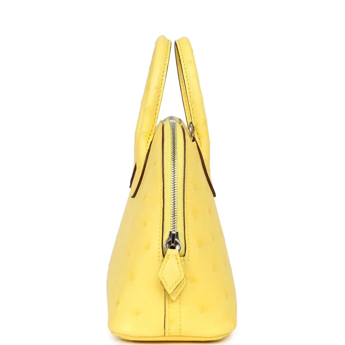 HERMÈS Hermes 1923 Bolide Mini Jaune Citron Ostrich Palladium Hardware | Thumbnail 3