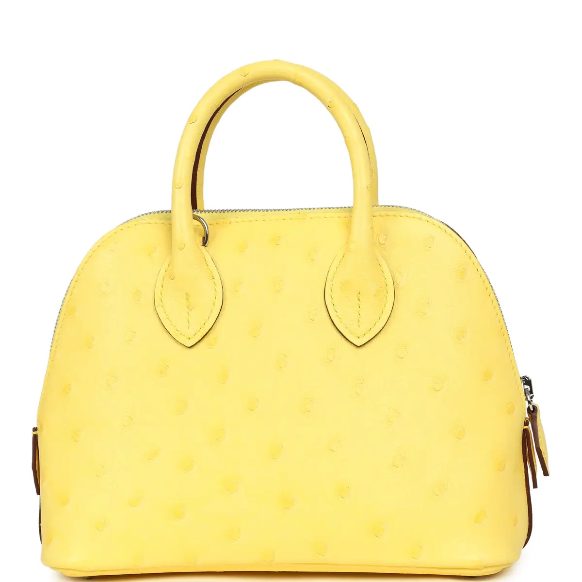 HERMÈS Hermes 1923 Bolide Mini Jaune Citron Ostrich Palladium Hardware | Thumbnail 4