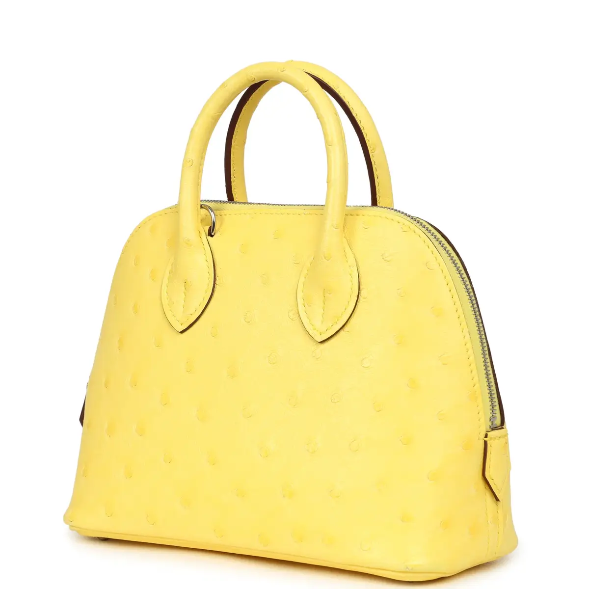 HERMÈS Hermes 1923 Bolide Mini Jaune Citron Ostrich Palladium Hardware | Thumbnail 5