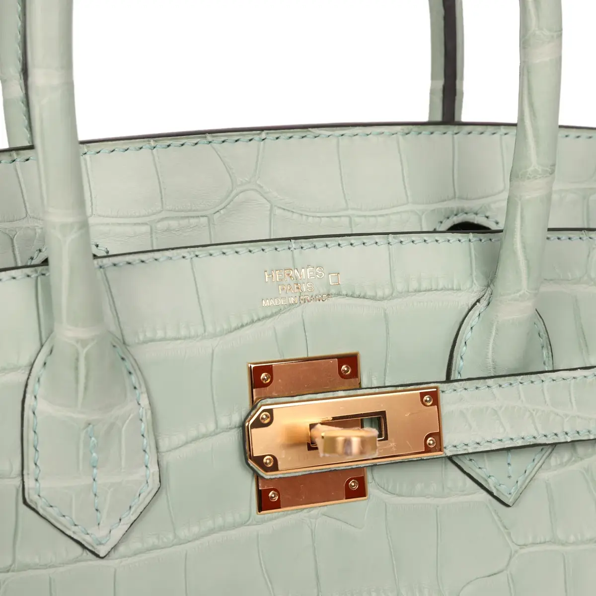 HERMÈS Hermes Birkin 30 Vert D'Eau Matte Alligator Gold Hardware | Thumbnail 7 HERMÈS Hermes Birkin 30 Vert D'Eau Matte Alligator Gold Hardware | Thumbnail 7