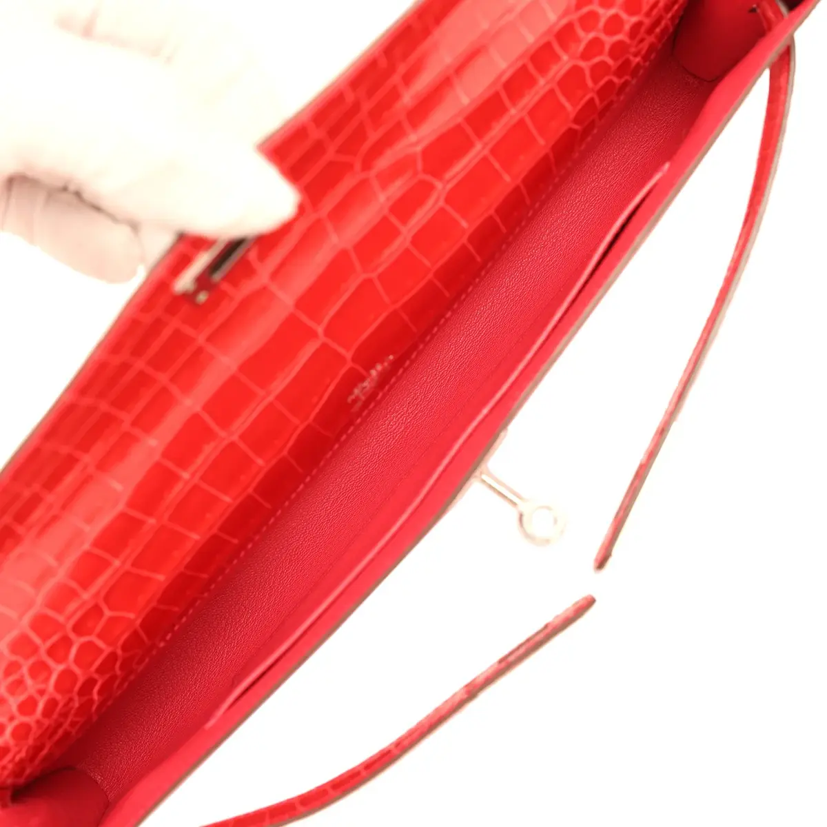HERMÈS Hermes Kelly Cut Bougainvillea Shiny Porosus Crocodile Palladium Hardware | Thumbnail 8 HERMÈS Hermes Kelly Cut Bougainvillea Shiny Porosus Crocodile Palladium Hardware | Thumbnail 8