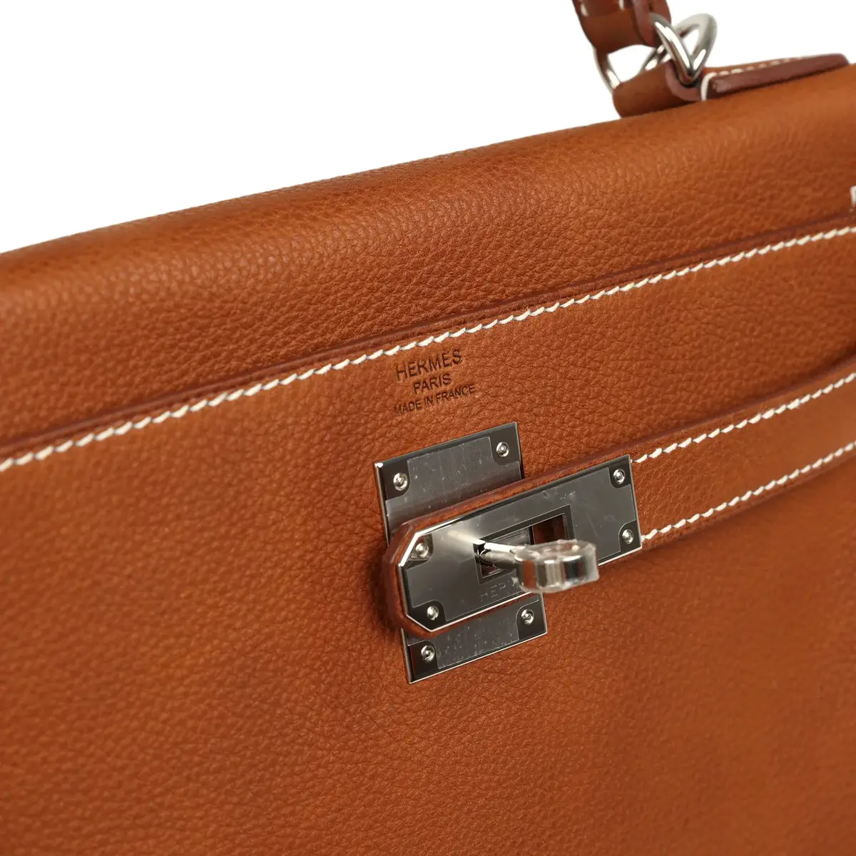 HERMÈS Hermes Kelly Retourne 28 Fauve Barenia Faubourg Palladium Hardware | Thumbnail 7