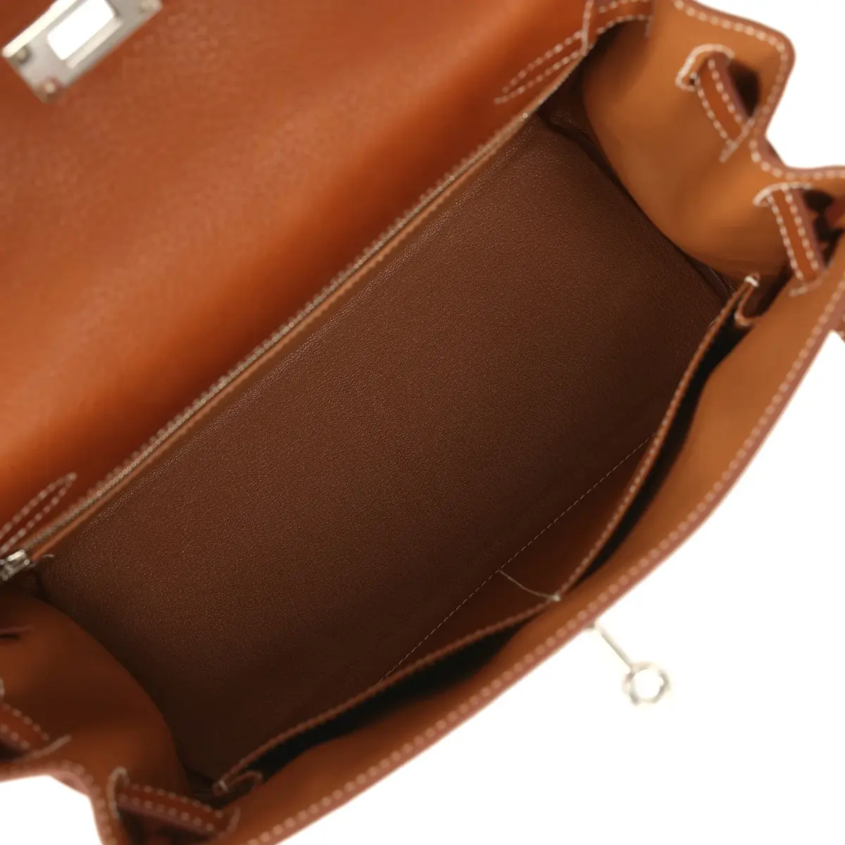 HERMÈS Hermes Kelly Retourne 28 Fauve Barenia Faubourg Palladium Hardware | Thumbnail 9