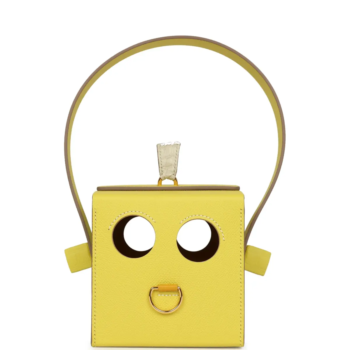 HERMÈS Hermes Petit H Robot Cube Minaudiere Jaune Citron Epsom, Beton, Vert D'eau Matte Alligator Mississippiensis Mixed Metal Hardware | Thumbnail 4