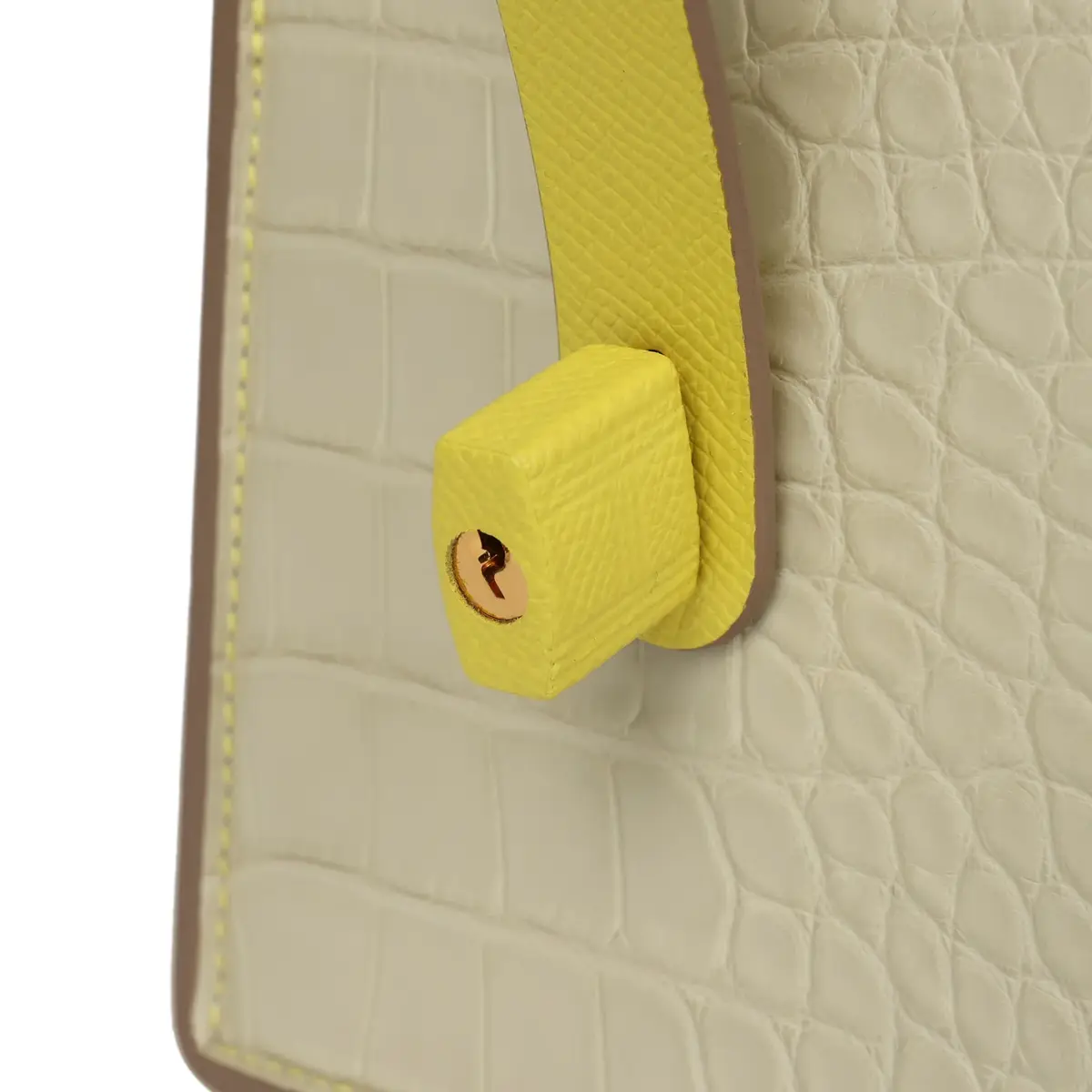 HERMÈS Hermes Petit H Robot Cube Minaudiere Jaune Citron Epsom, Beton, Vert D'eau Matte Alligator Mississippiensis Mixed Metal Hardware | Thumbnail 8