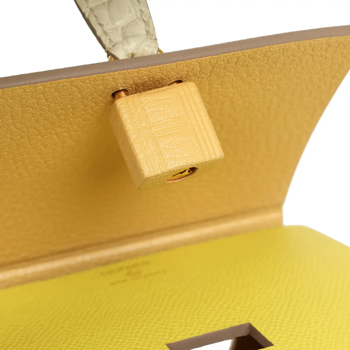 HERMÈS Hermes Petit H Robot Cube Minaudiere Jaune Citron Epsom, Beton, Vert D'eau Matte Alligator Mississippiensis Mixed Metal Hardware | Thumbnail 9