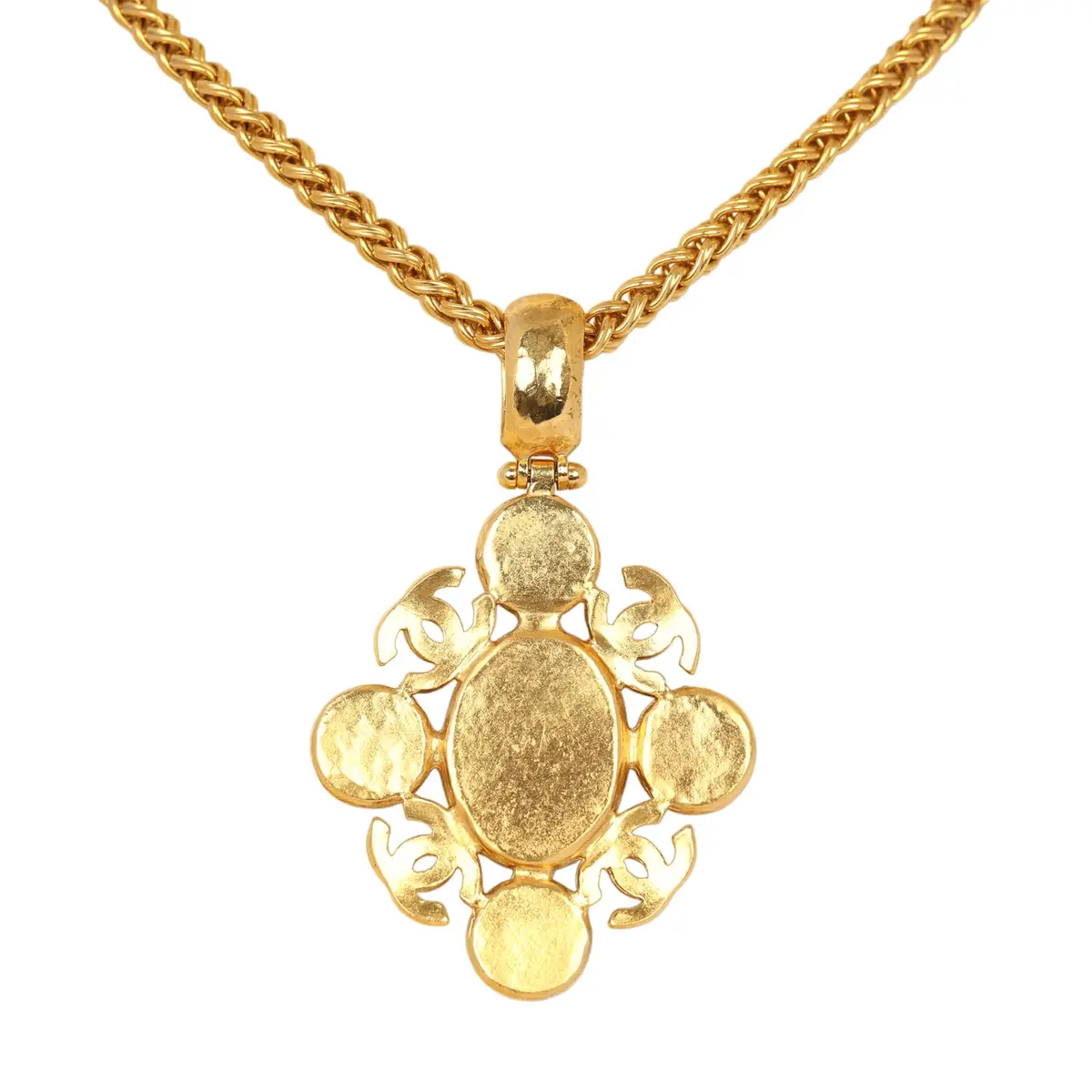 Chanel Vintage Chanel Long CC Gripoix Stone Pendant Necklace Tiger Eye, Gold Plated Hardware | Thumbnail 4 Chanel Vintage Chanel Long CC Gripoix Stone Pendant Necklace Tiger Eye, Gold Plated Hardware | Thumbnail 4