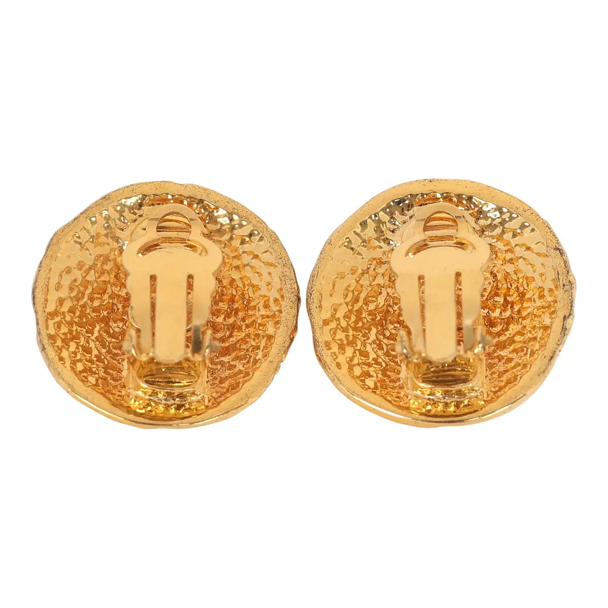 Chanel Vintage Chanel Round CC Coco Textured Clip on Earrings Gold Plated Hardware | Thumbnail 3 Chanel Vintage Chanel Round CC Coco Textured Clip on Earrings Gold Plated Hardware | Thumbnail 3
