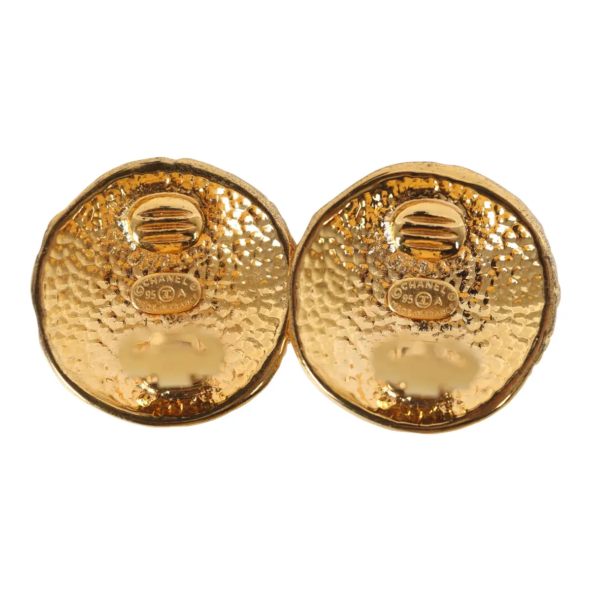 Chanel Vintage Chanel Round CC Coco Textured Clip on Earrings Gold Plated Hardware | Thumbnail 6 Chanel Vintage Chanel Round CC Coco Textured Clip on Earrings Gold Plated Hardware | Thumbnail 6