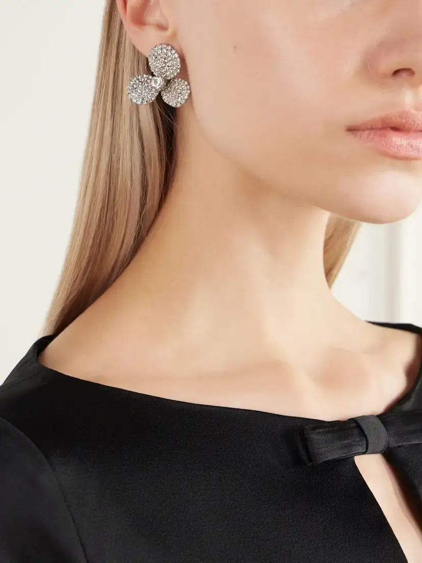 Jennifer Behr Isabelle Crystal-embellished Silver-tone Metal Earrings | Thumbnail 2 Jennifer Behr Isabelle Crystal-embellished Silver-tone Metal Earrings | Thumbnail 2